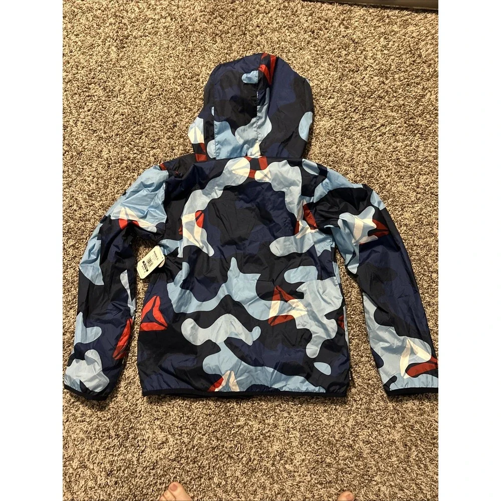 Reebok Boys Navy Blocker Full Zip Rain Coat Jacket w Pockets XL (14-16) NWT